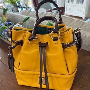 Yellow Leather Bucket Bag